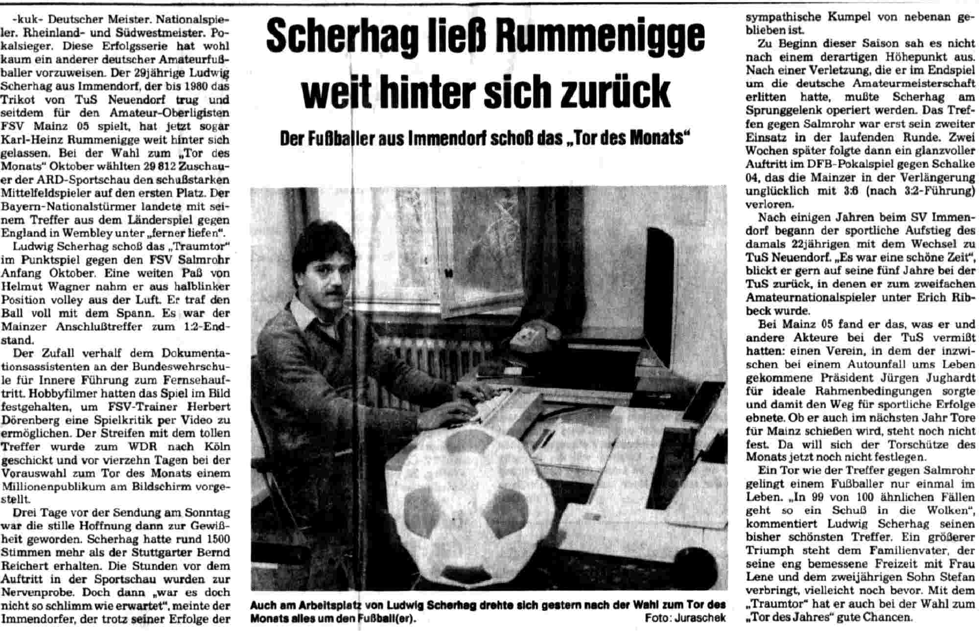 Ludwig Scherhag "Tor des Monats" 1982